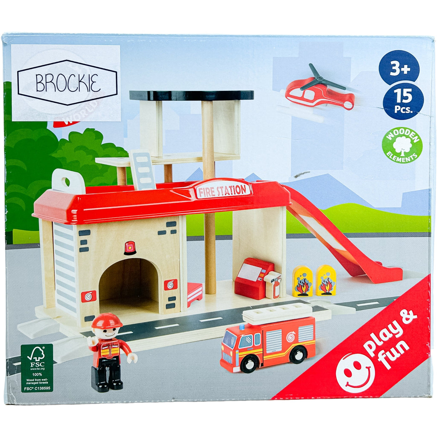 Camion de pompier "Caserne des pompiers et ses accessoires" de seconde main en bois pour enfant à partir de 3 ans - Vue 1