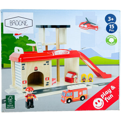 Camion de pompier "Caserne des pompiers et ses accessoires" de seconde main en bois pour enfant à partir de 3 ans - Vue 1