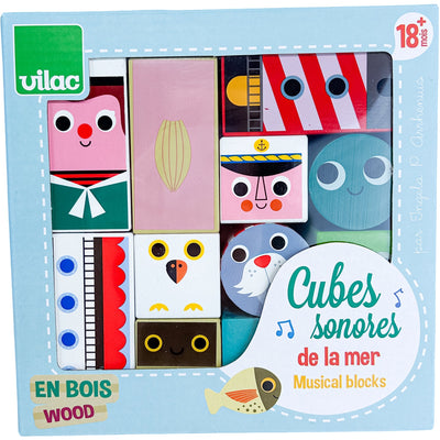 Set de cubes d'activités "Cubes sonores de la mer" de seconde main en bois pour enfant à partir de 18 mois - Vue 1