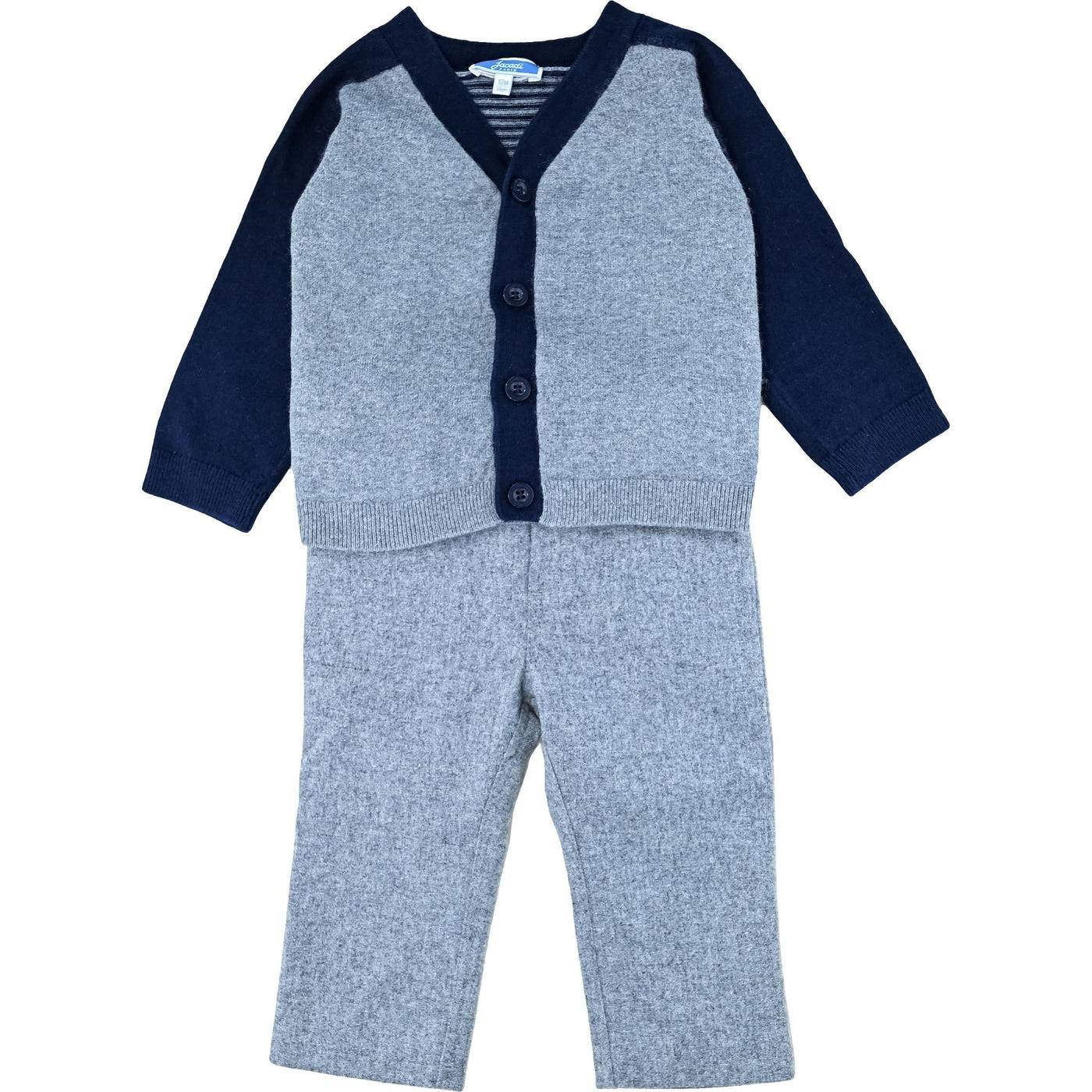 Ensemble pantalon + cardigan de seconde main en laine pour bébé garçon de 12 mois - Vue 1