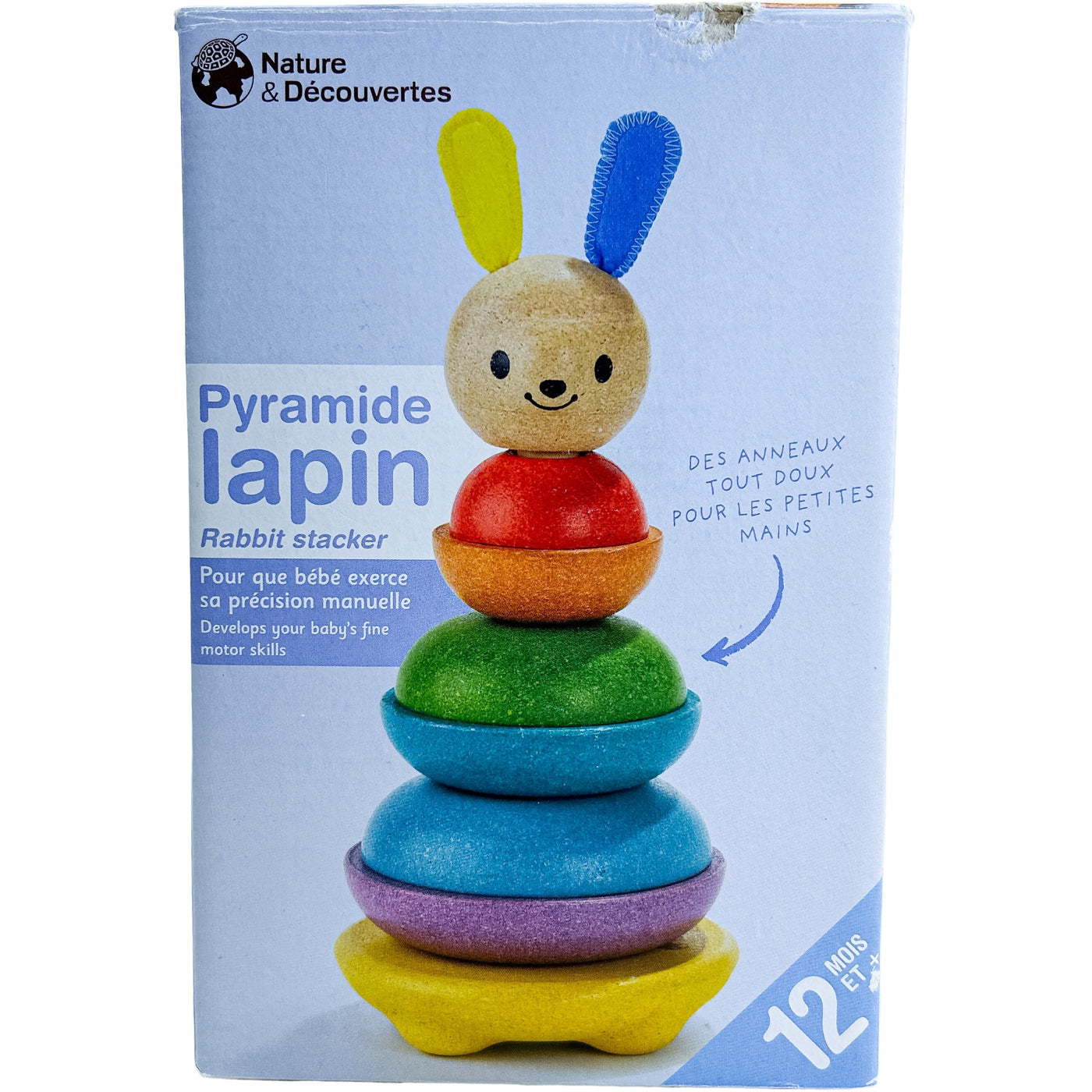 Anneaux à empiler "Jeu d''empilement Pyramide lapin" de seconde main en bois d''hévéa pour enfant à partir de 12 mois - Vue 1