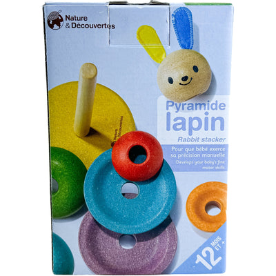 Anneaux à empiler "Jeu d''empilement Pyramide lapin" de seconde main en bois d''hévéa pour enfant à partir de 12 mois - Vue 4